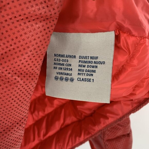 Rare MONCLER Coral Red Perforated Faux Leather Puffer Jacket Size Medium - Picture 10 of 13
